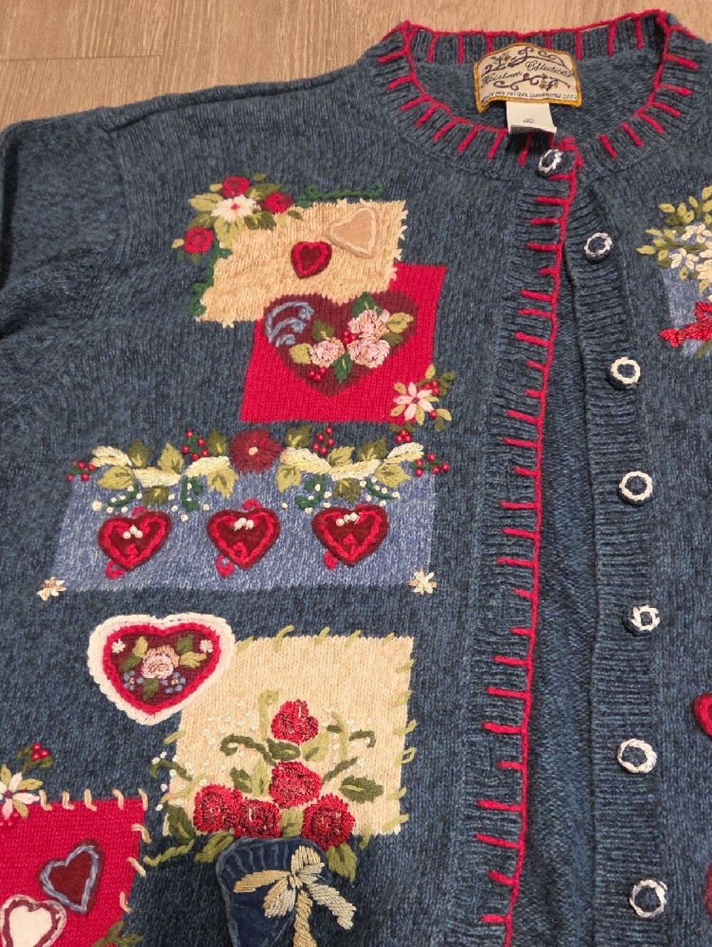 Heirloom Collectable Embroidered Button-Front Cardigan - Picture 6 of 9
